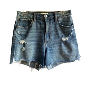 Abercrombie & Fitch High Rise 4” Shorts Size 8 29 Curve Love Distressed Denim